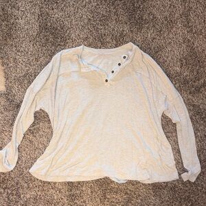 Ces Femme Light Gray Button-Detail Blouse